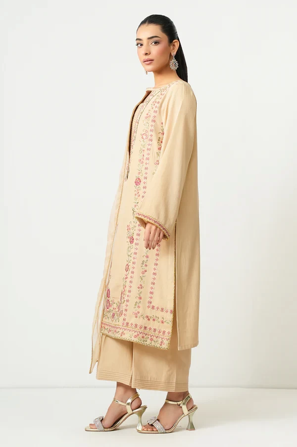 3 Piece Embroidered Cotton Satin SKU: WUM35106