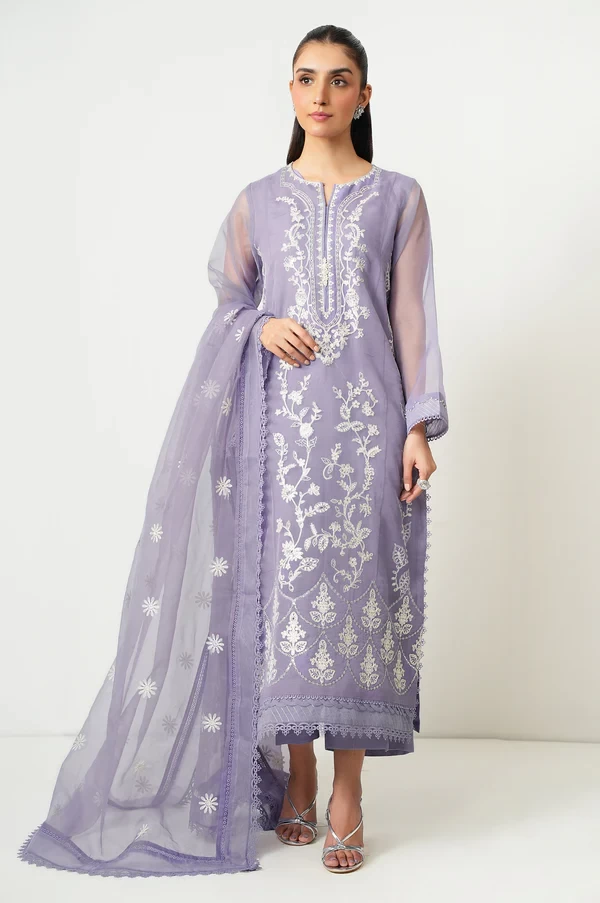 3 Piece Embroidered Organza Suit SKU: WUM35101