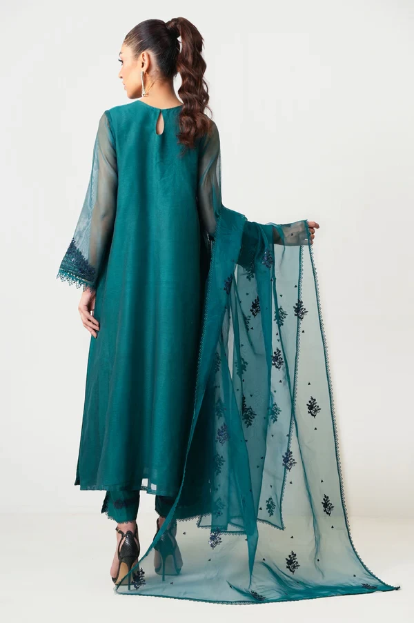 3 Piece Embroidered Khaddi Net Suit SKU: WUM35115