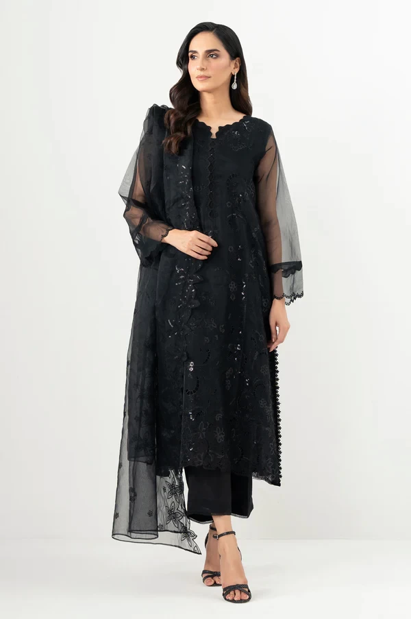 3 Piece Embroidered Organza Suit  SKU: WUM34563