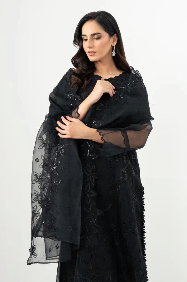 3 Piece Embroidered Organza Suit  SKU: WUM34563