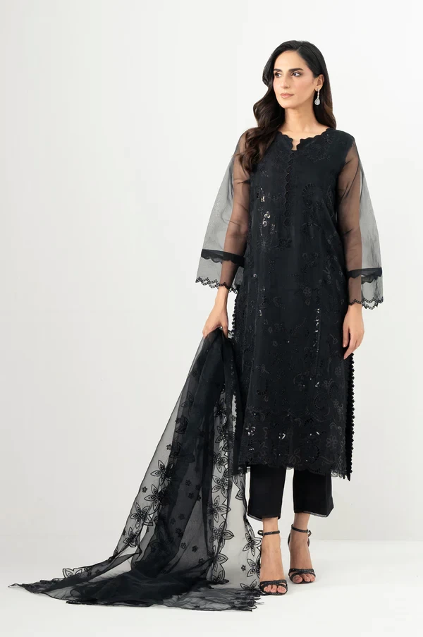 3 Piece Embroidered Organza Suit  SKU: WUM34563
