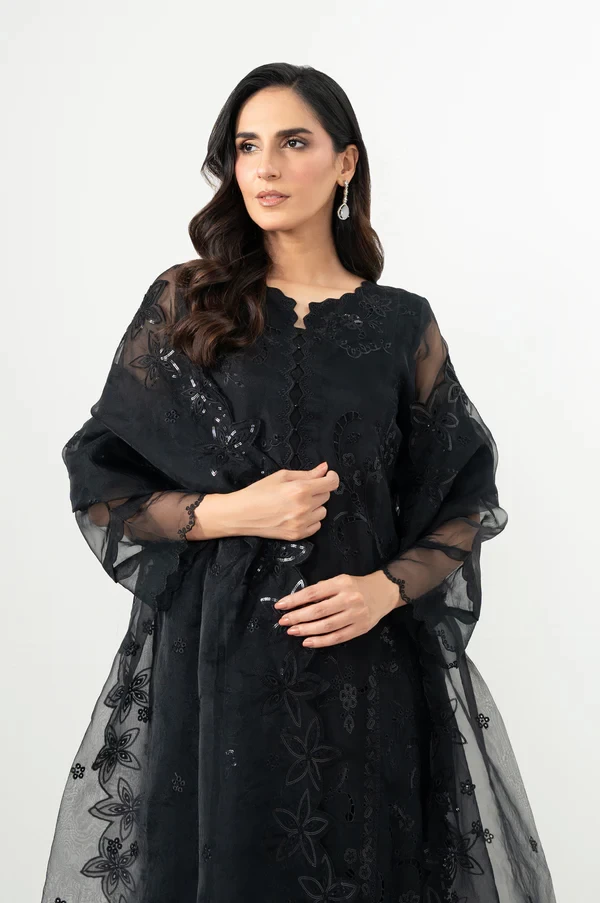 3 Piece Embroidered Organza Suit  SKU: WUM34563