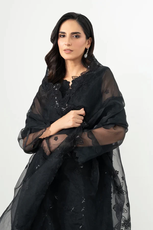 3 Piece Embroidered Organza Suit  SKU: WUM34563