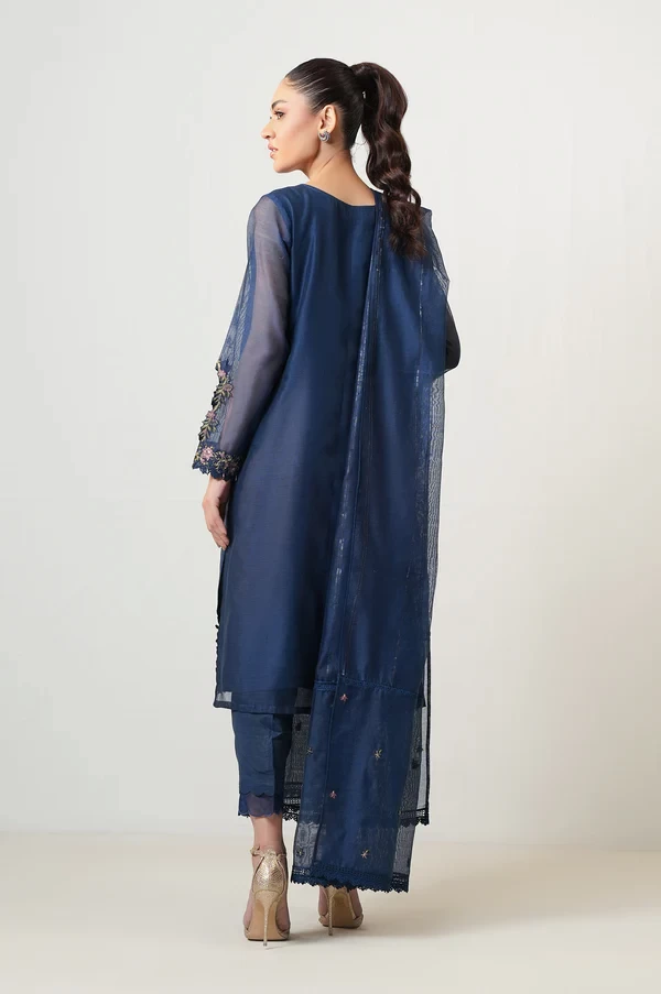 3 Piece Embroidered Khaddi Net Suit  SKU: WUM35113
