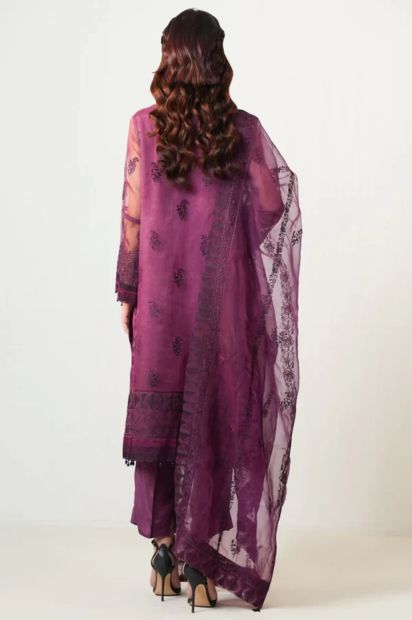 3 Piece Embroidered Organza Suit  SKU: WOM34144