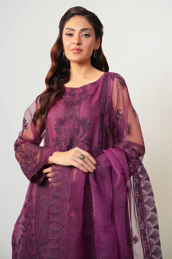 3 Piece Embroidered Organza Suit  SKU: WOM34144