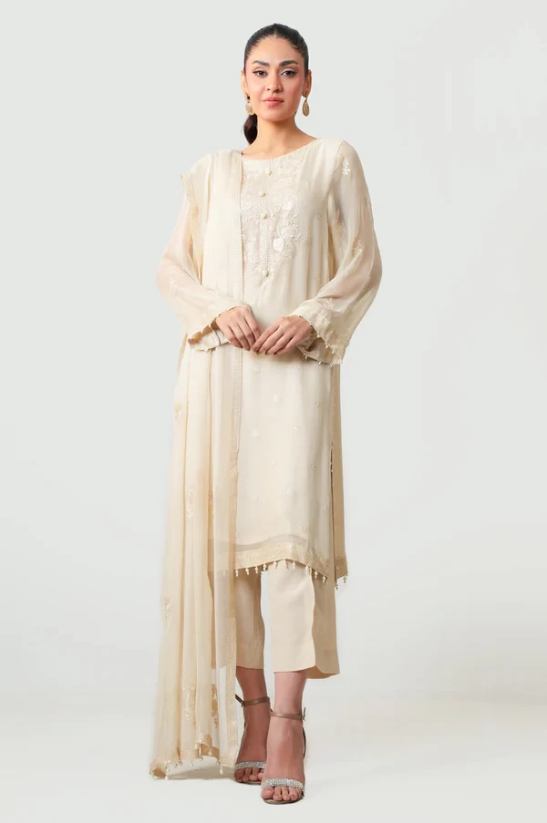 3 Piece Embroidered Chiffon Suit  SKU: WOM34142