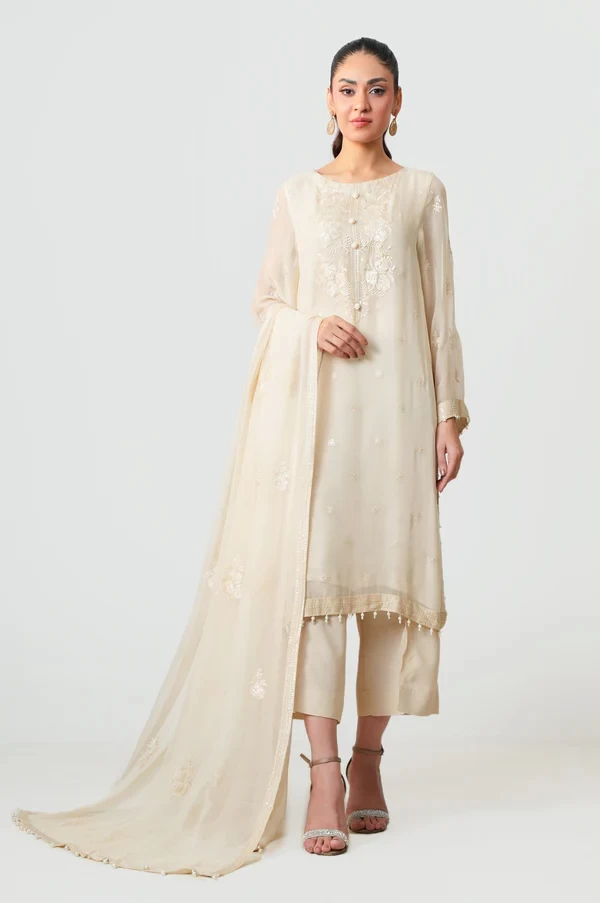 3 Piece Embroidered Chiffon Suit  SKU: WOM34142