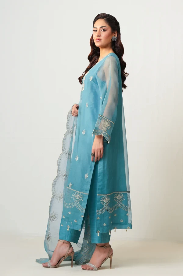 3 Piece Embroidered Organza Suit SKU: WOM34137