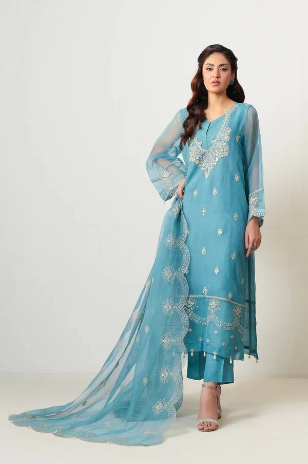 3 Piece Embroidered Organza Suit SKU: WOM34137