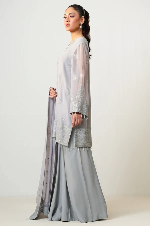 3 Piece Embroidered Chiffon Suit  SKU: WOM34132