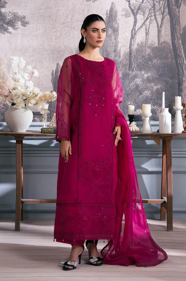 3 Piece Embroidered Semi Formal Organza Suit  SKU: WOM34128