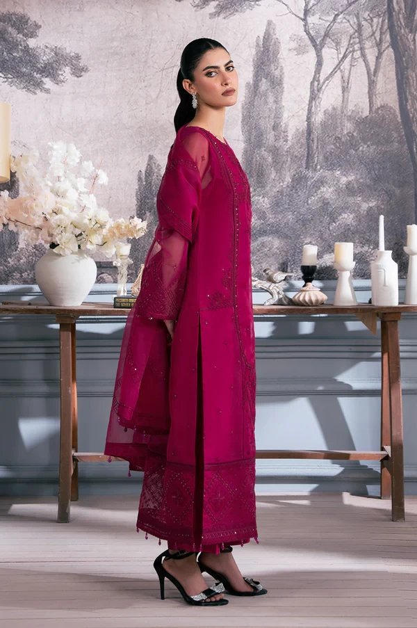 3 Piece Embroidered Semi Formal Organza Suit  SKU: WOM34128