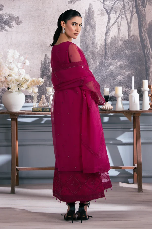 3 Piece Embroidered Semi Formal Organza Suit  SKU: WOM34128