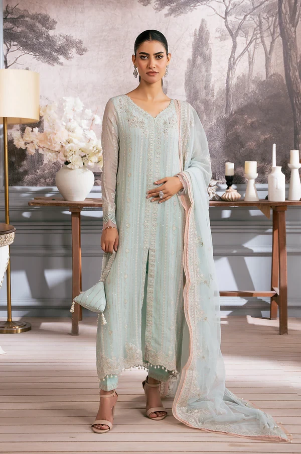 3 Piece Embroidered Chiffon Suit  SKU: WOM34107
