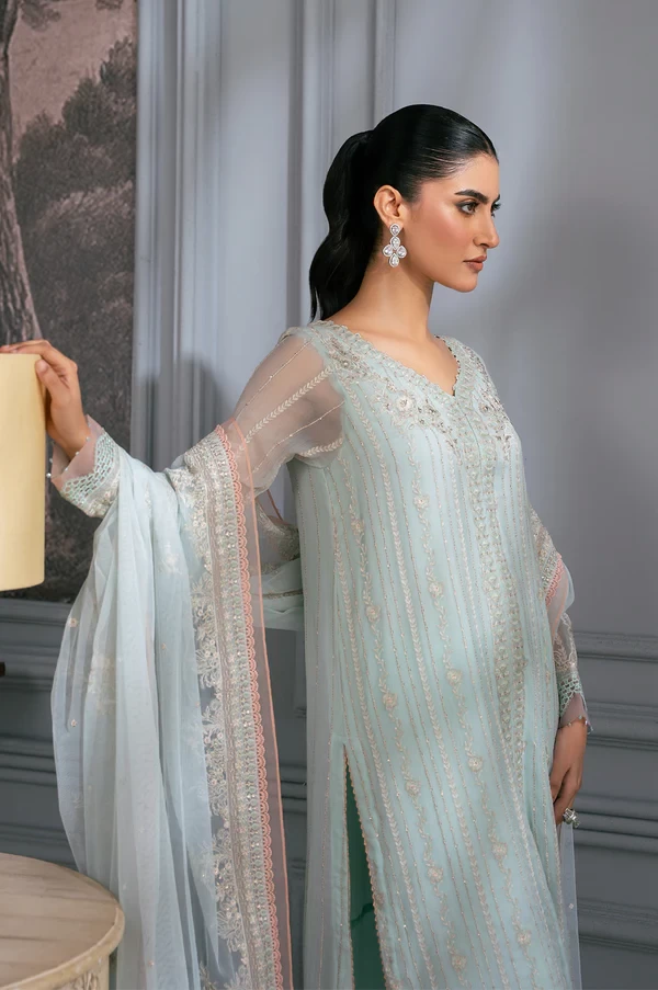 3 Piece Embroidered Chiffon Suit  SKU: WOM34107