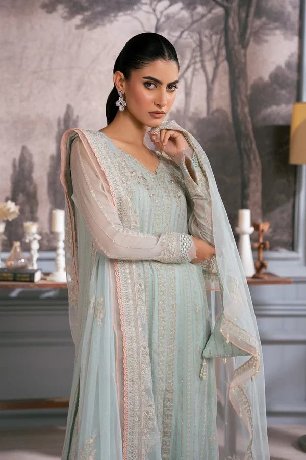 3 Piece Embroidered Chiffon Suit  SKU: WOM34107