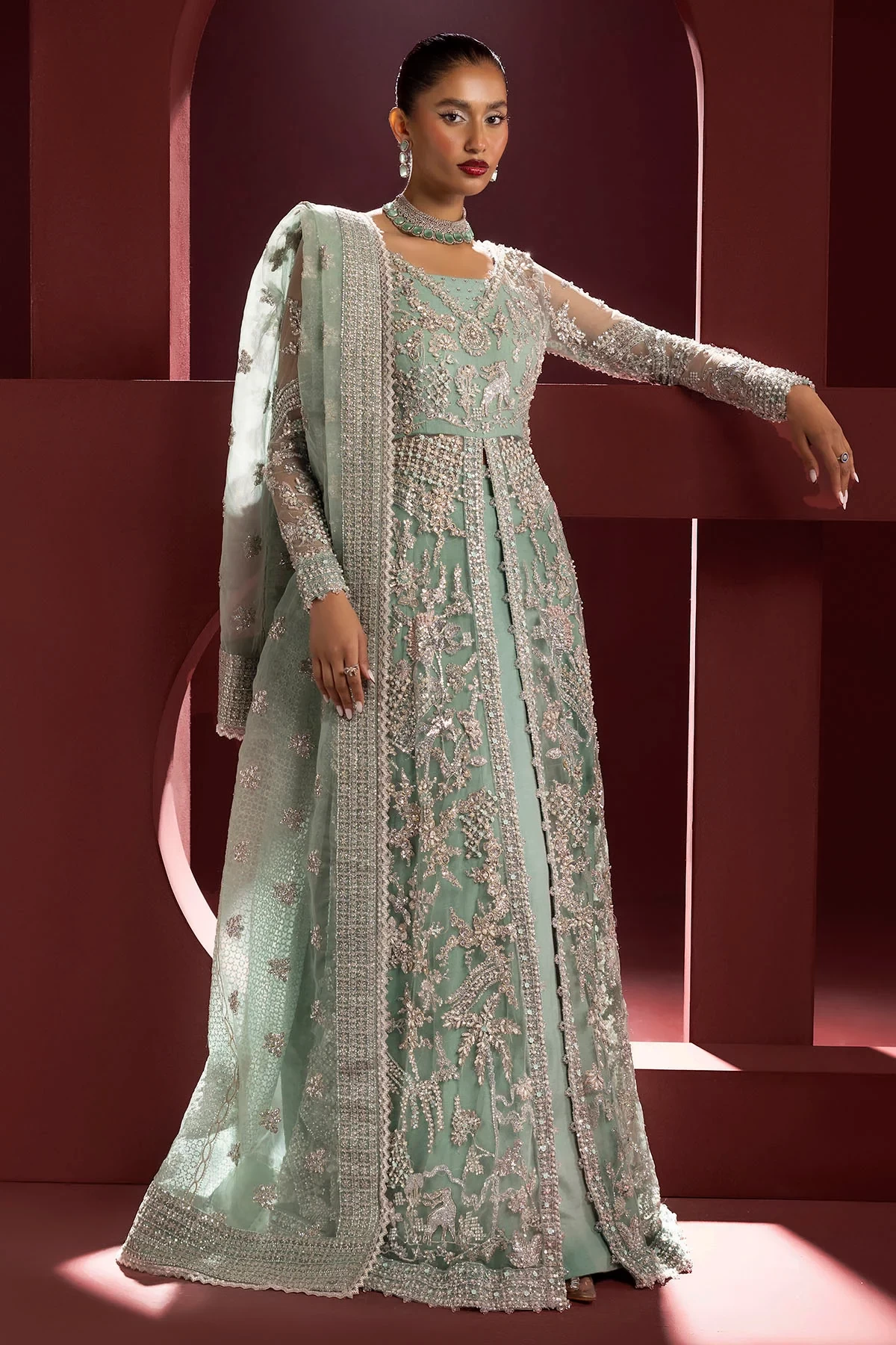 4932-AROOSH EMBROIDERED SILK NET