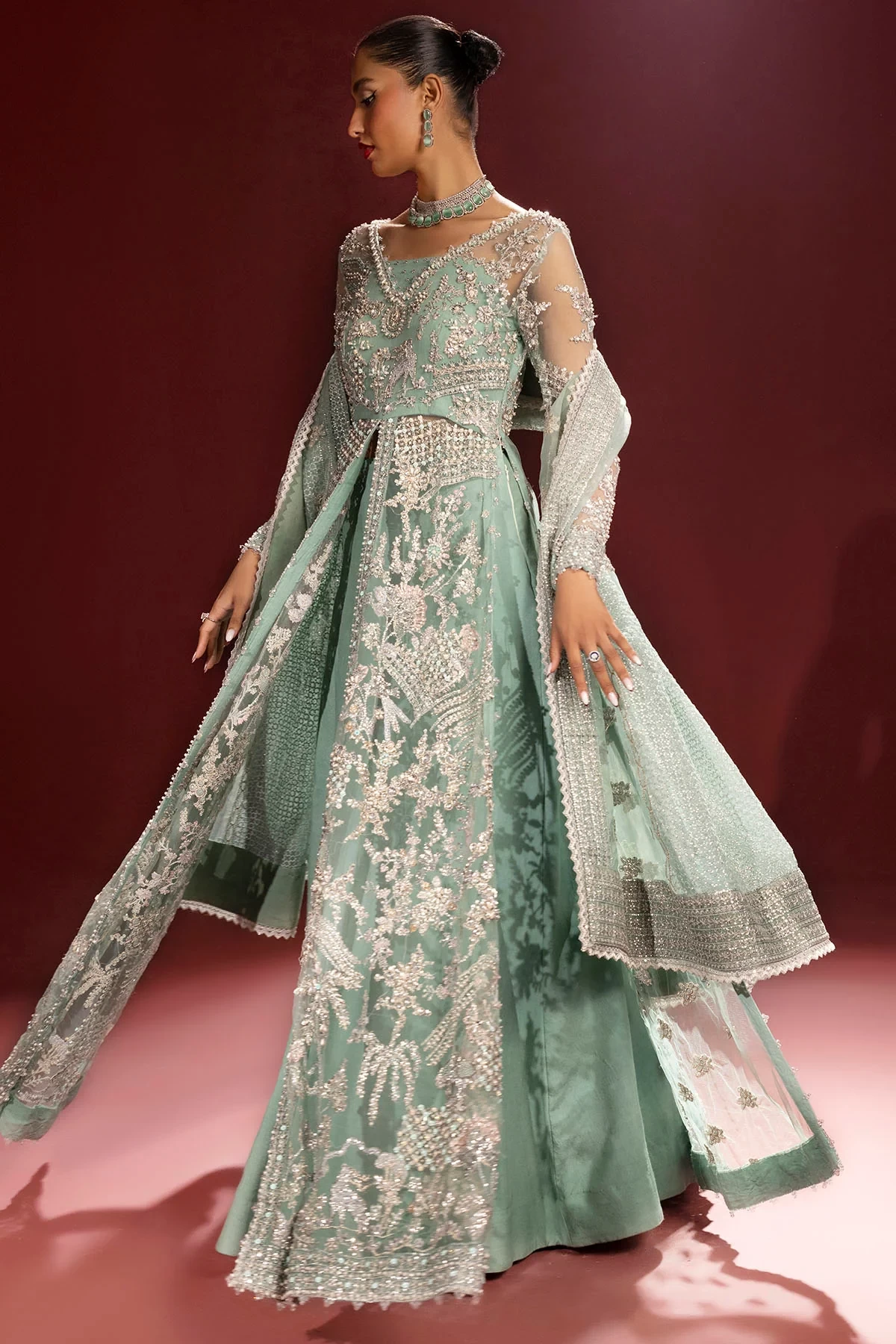 4932-AROOSH EMBROIDERED SILK NET