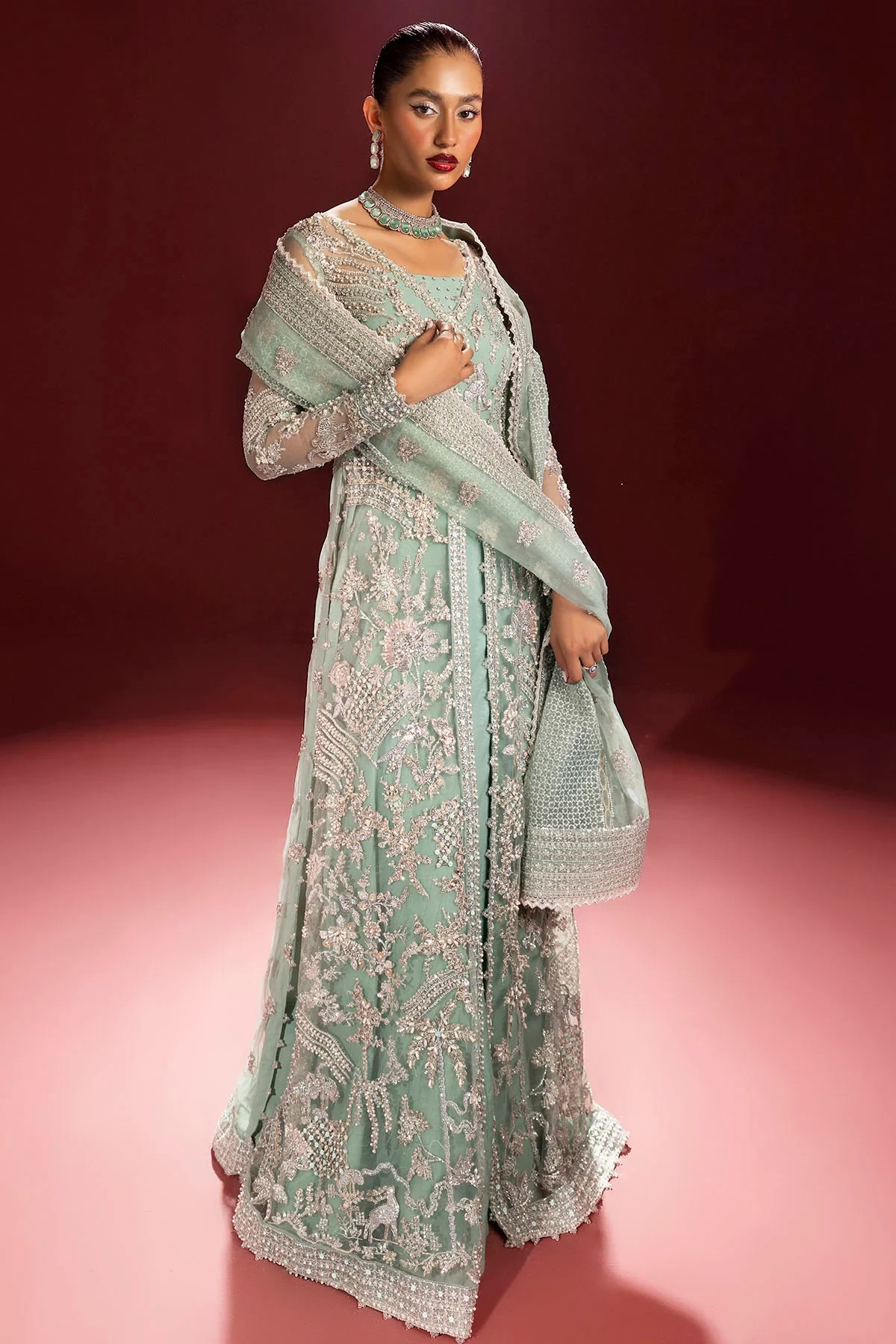4932-AROOSH EMBROIDERED SILK NET