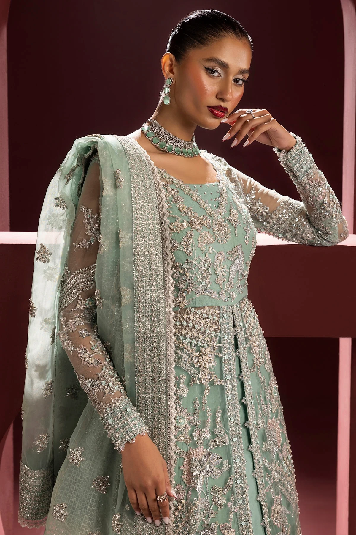 4932-AROOSH EMBROIDERED SILK NET