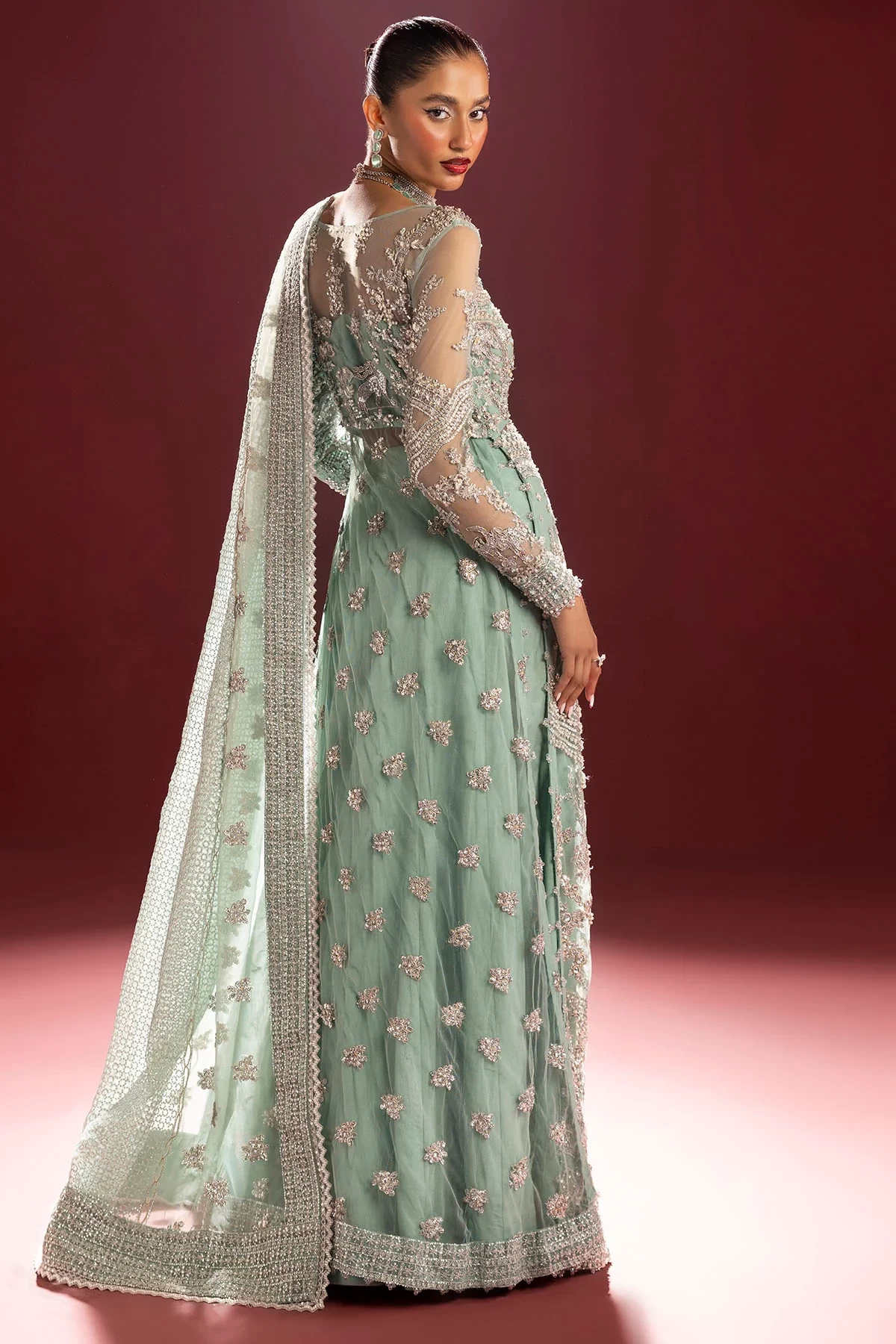 4932-AROOSH EMBROIDERED SILK NET