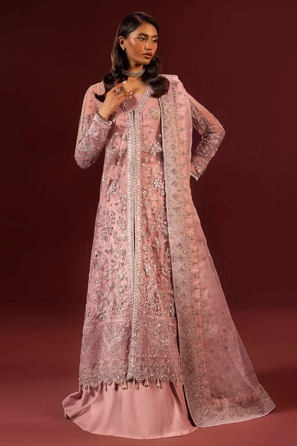 4935-AHLAM EMBROIDERED SILK NET