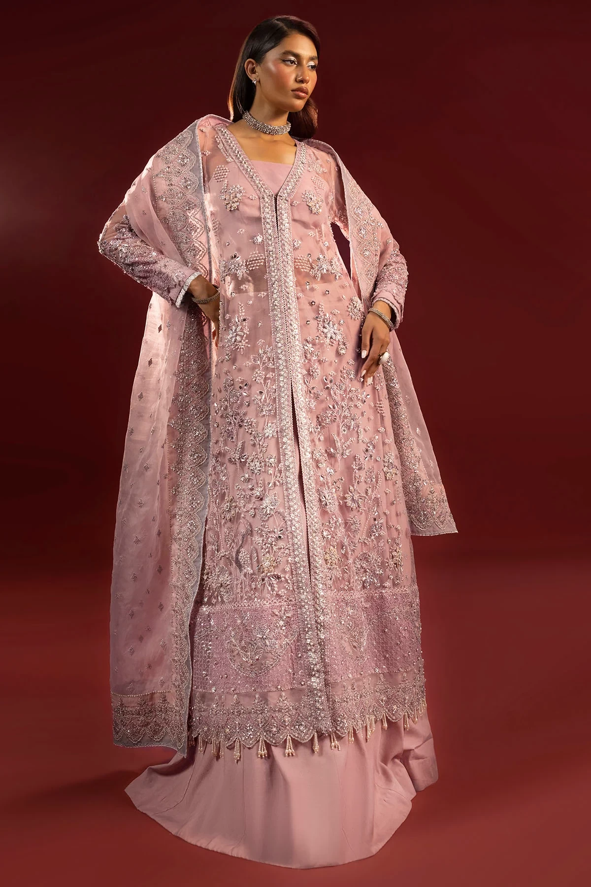 4935-AHLAM EMBROIDERED SILK NET