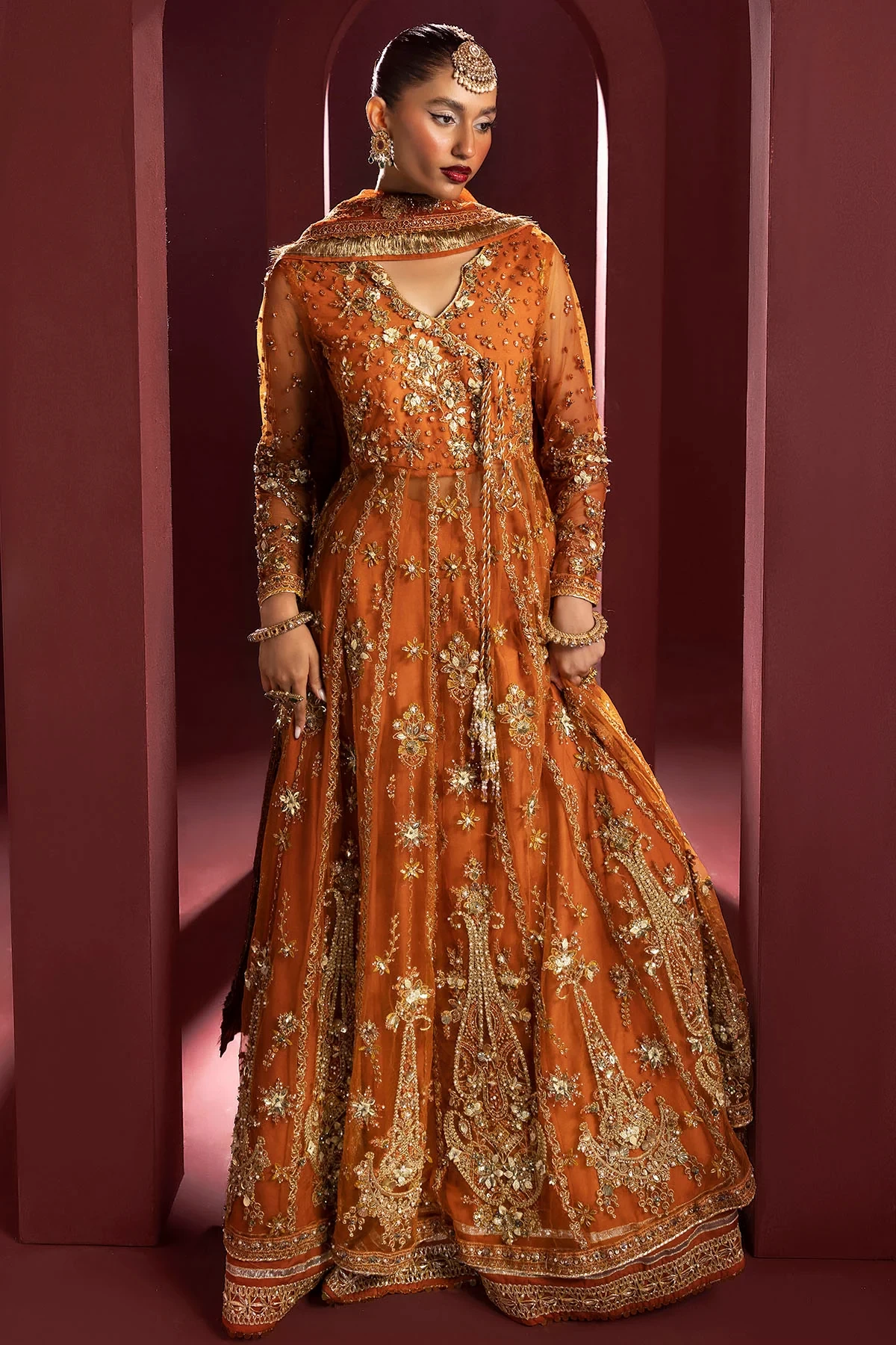 4938-RAHA EMBROIDERED SILK NET