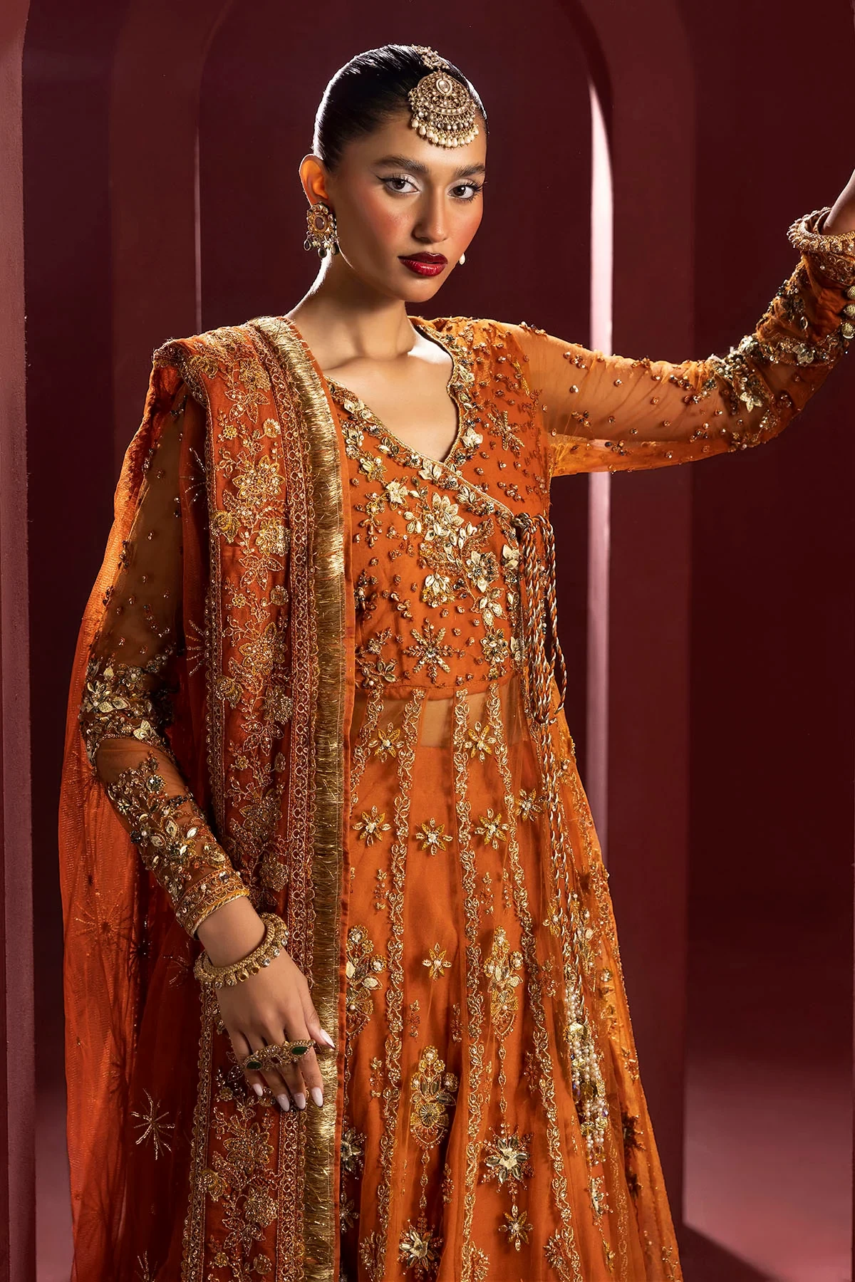 4938-RAHA EMBROIDERED SILK NET