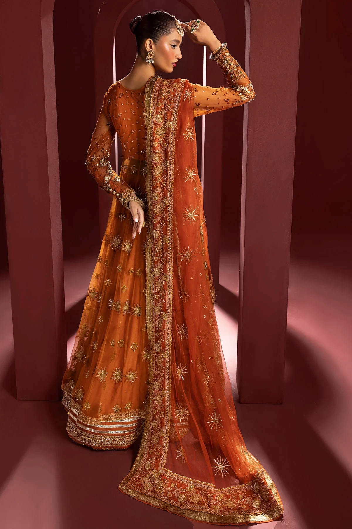 4938-RAHA EMBROIDERED SILK NET