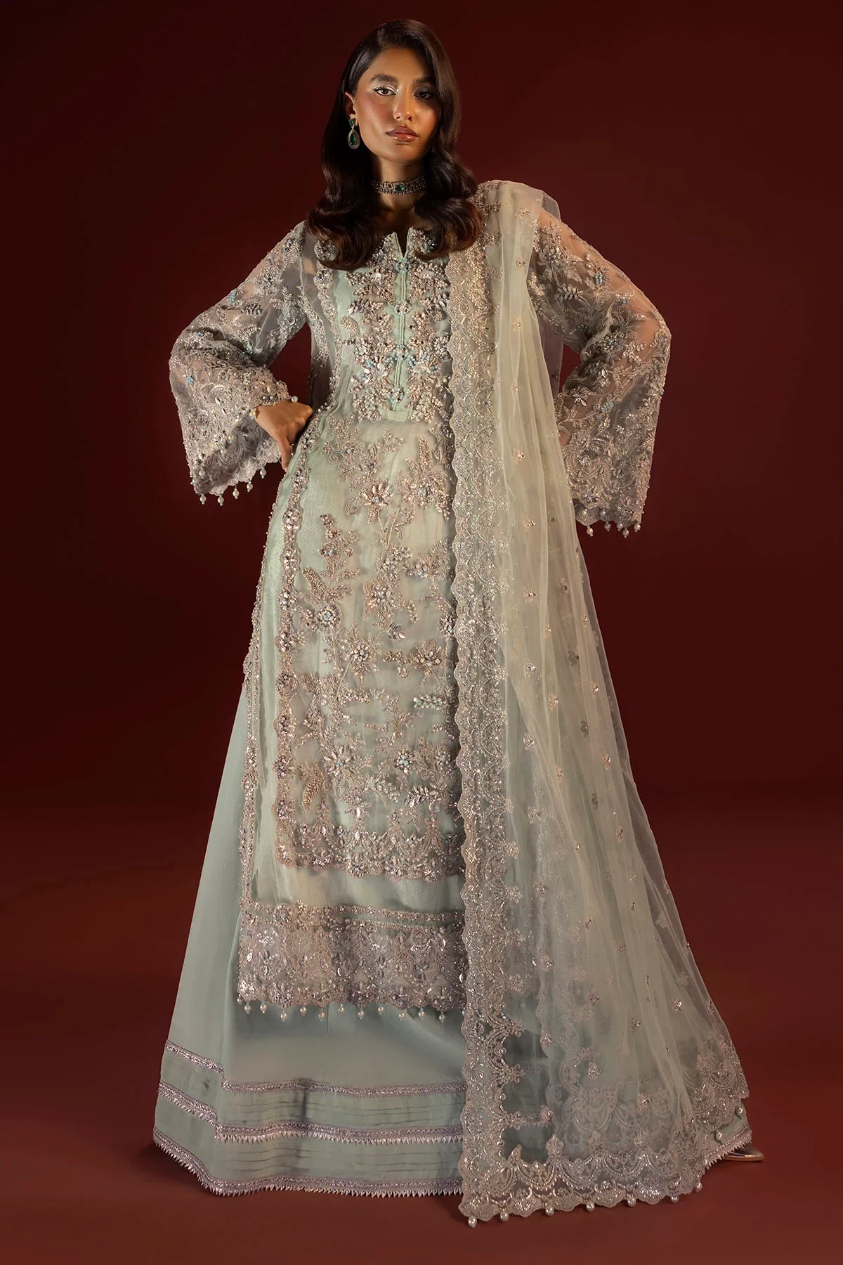 4936-JANAN EMBROIDERED SILK NET