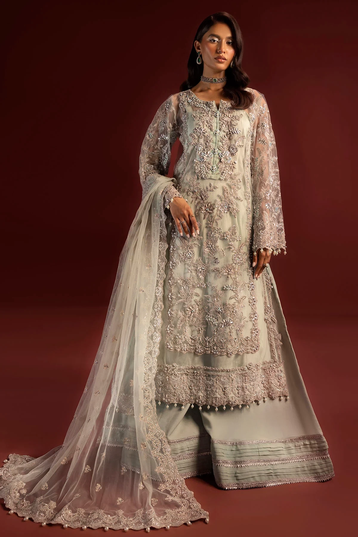 4936-JANAN EMBROIDERED SILK NET