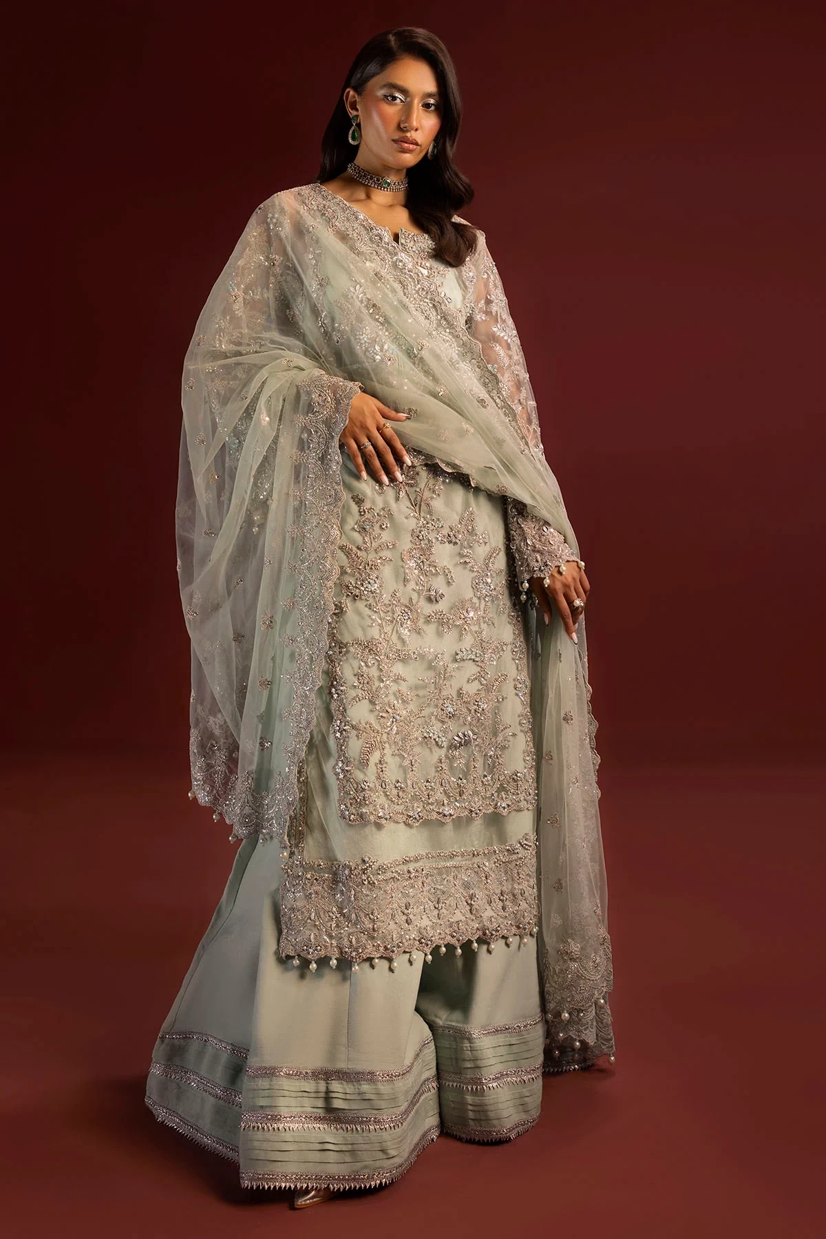 4936-JANAN EMBROIDERED SILK NET