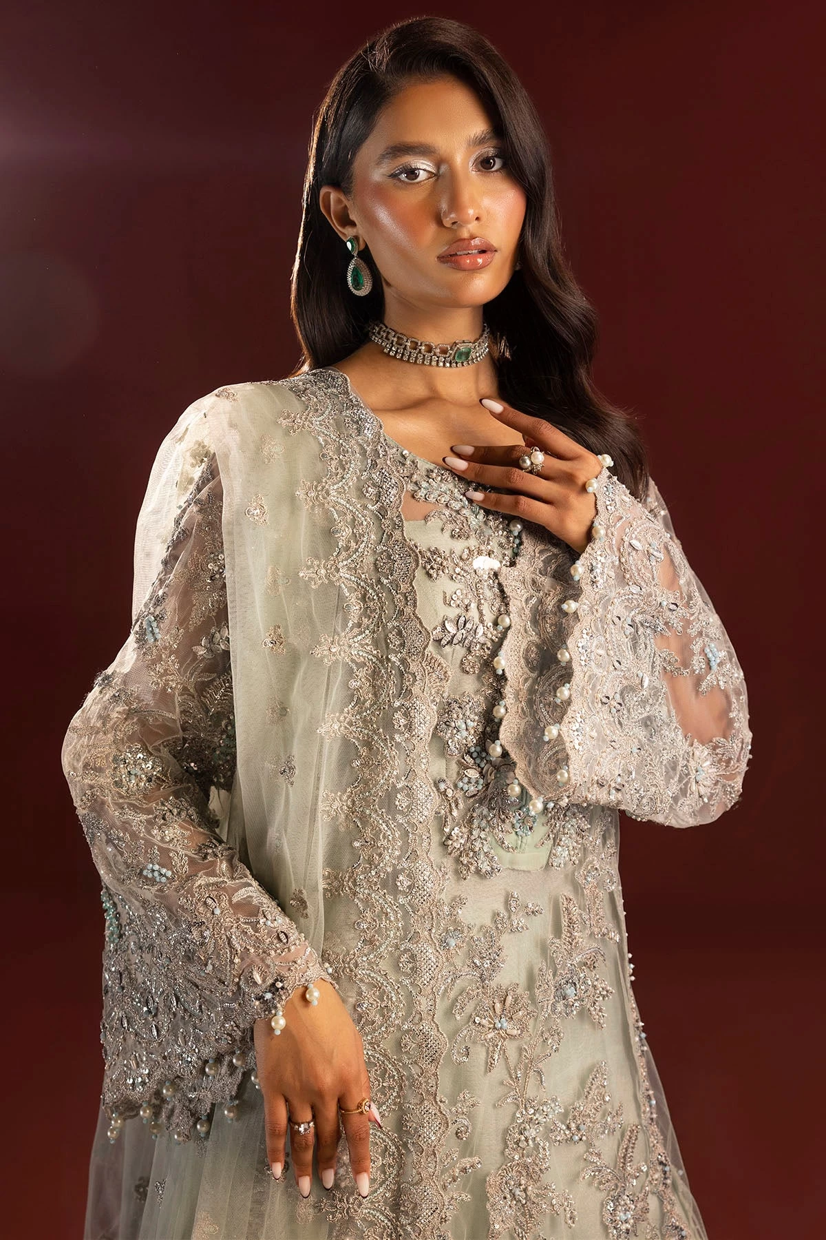 4936-JANAN EMBROIDERED SILK NET