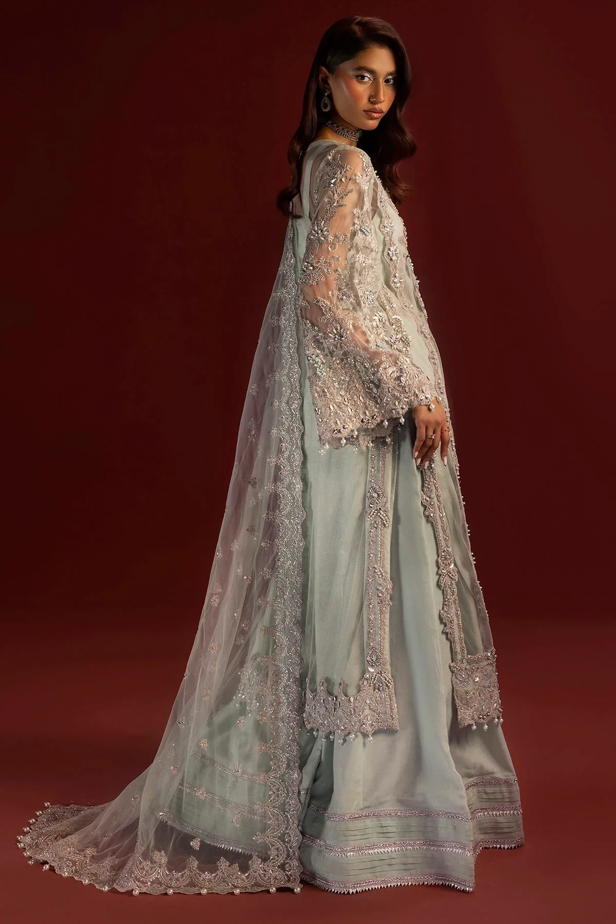 4936-JANAN EMBROIDERED SILK NET