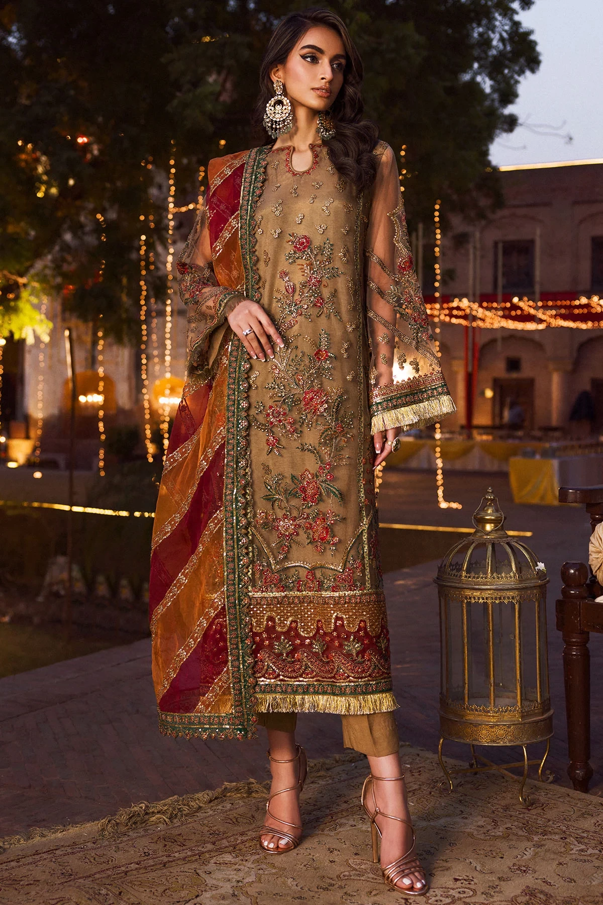 4124-MEHAR EMBROIDERED SILK NET