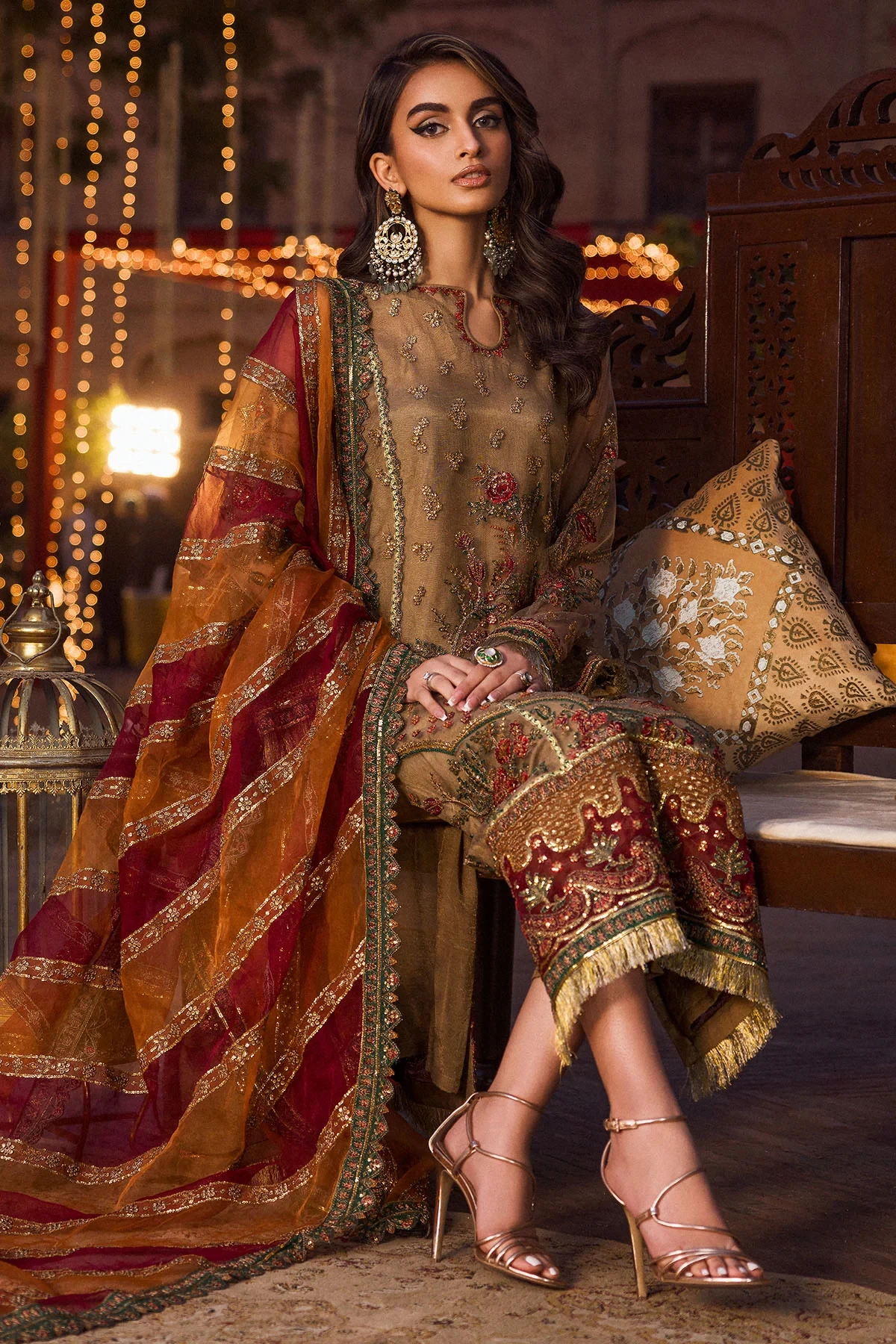 4124-MEHAR EMBROIDERED SILK NET