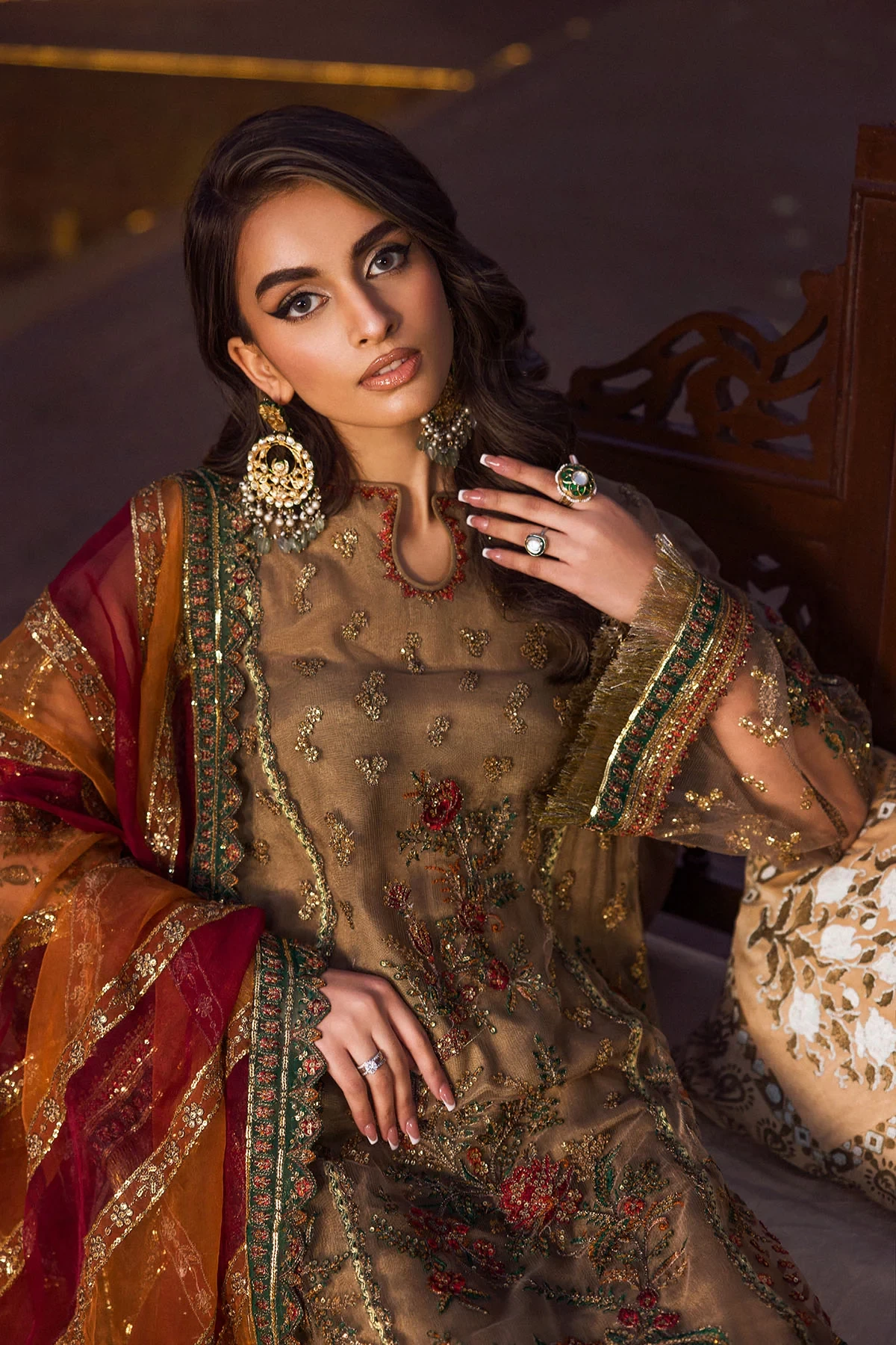 4124-MEHAR EMBROIDERED SILK NET