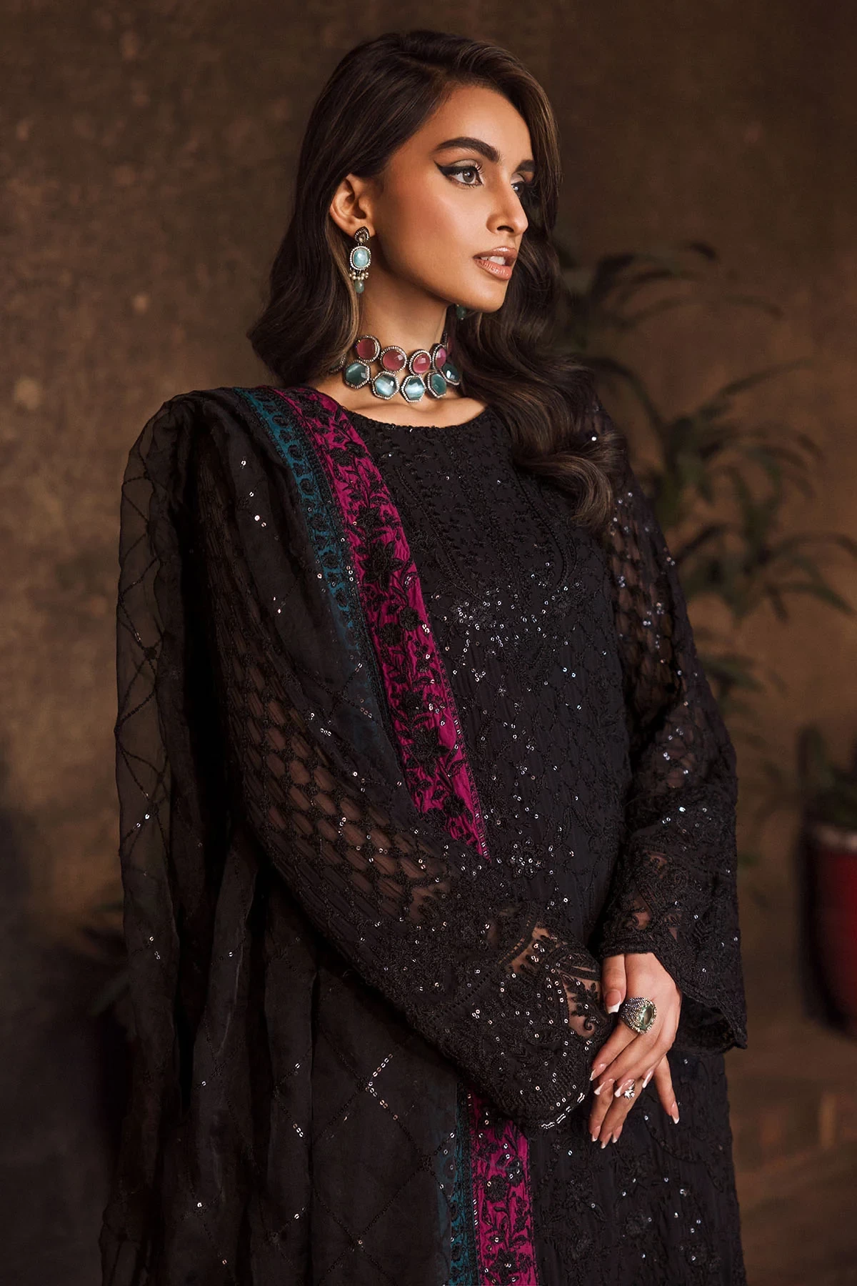 4128-GEET EMBROIDERED BEMBERG CHIFFON