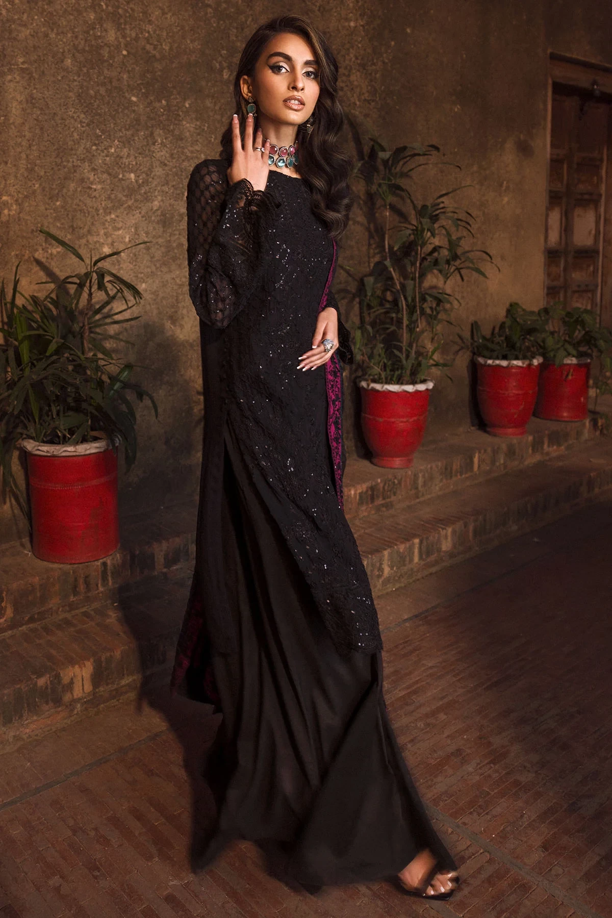 4128-GEET EMBROIDERED BEMBERG CHIFFON