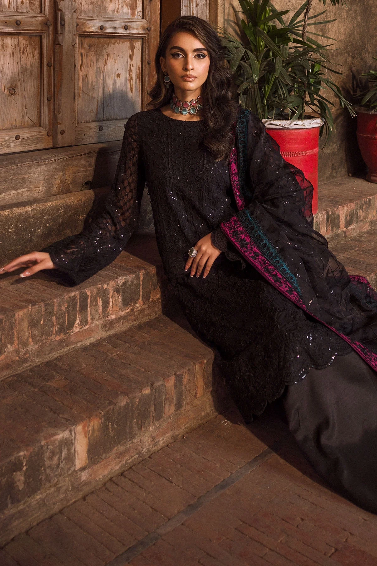 4128-GEET EMBROIDERED BEMBERG CHIFFON