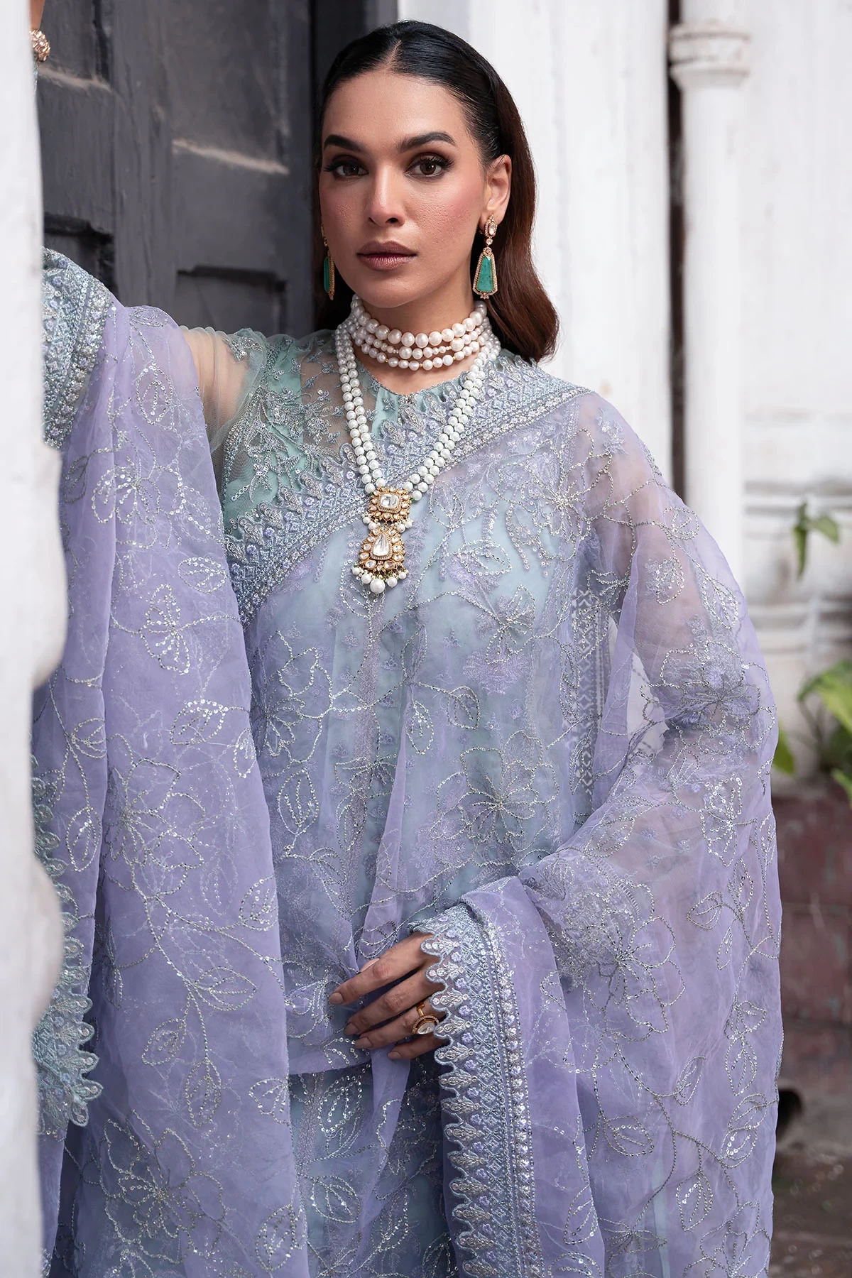 4814-FAKEEHAH EMBROIDERED SILK NET