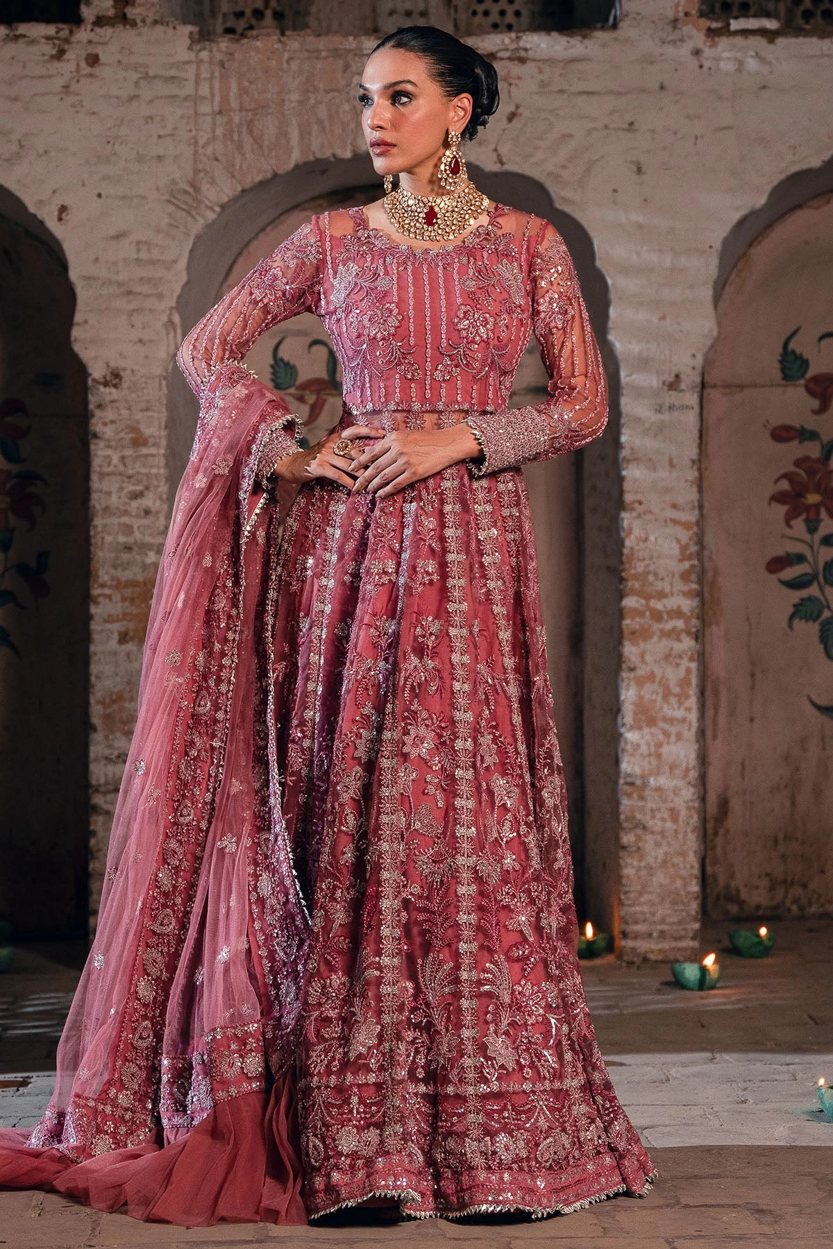 4827-RAYAH EMBROIDERED SILK NET
