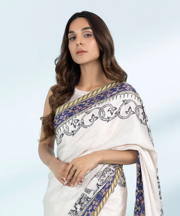 Printed Satin Saree SKU: 0000USSAC241
