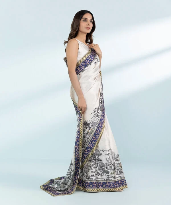 Printed Satin Saree SKU: 0000USSAC241