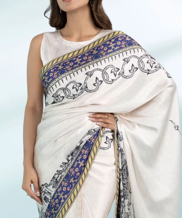 Printed Satin Saree SKU: 0000USSAC241