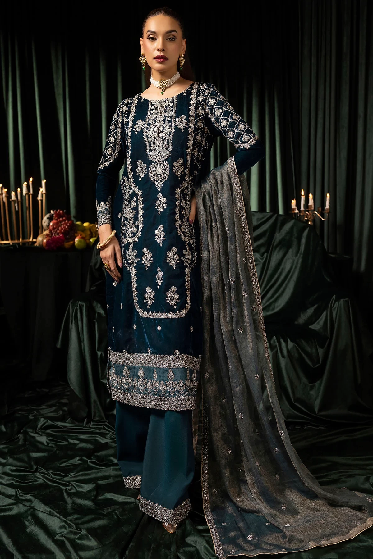 5093-DANEEN EMBROIDERED VELVET - MWU05093-999-DANEEN