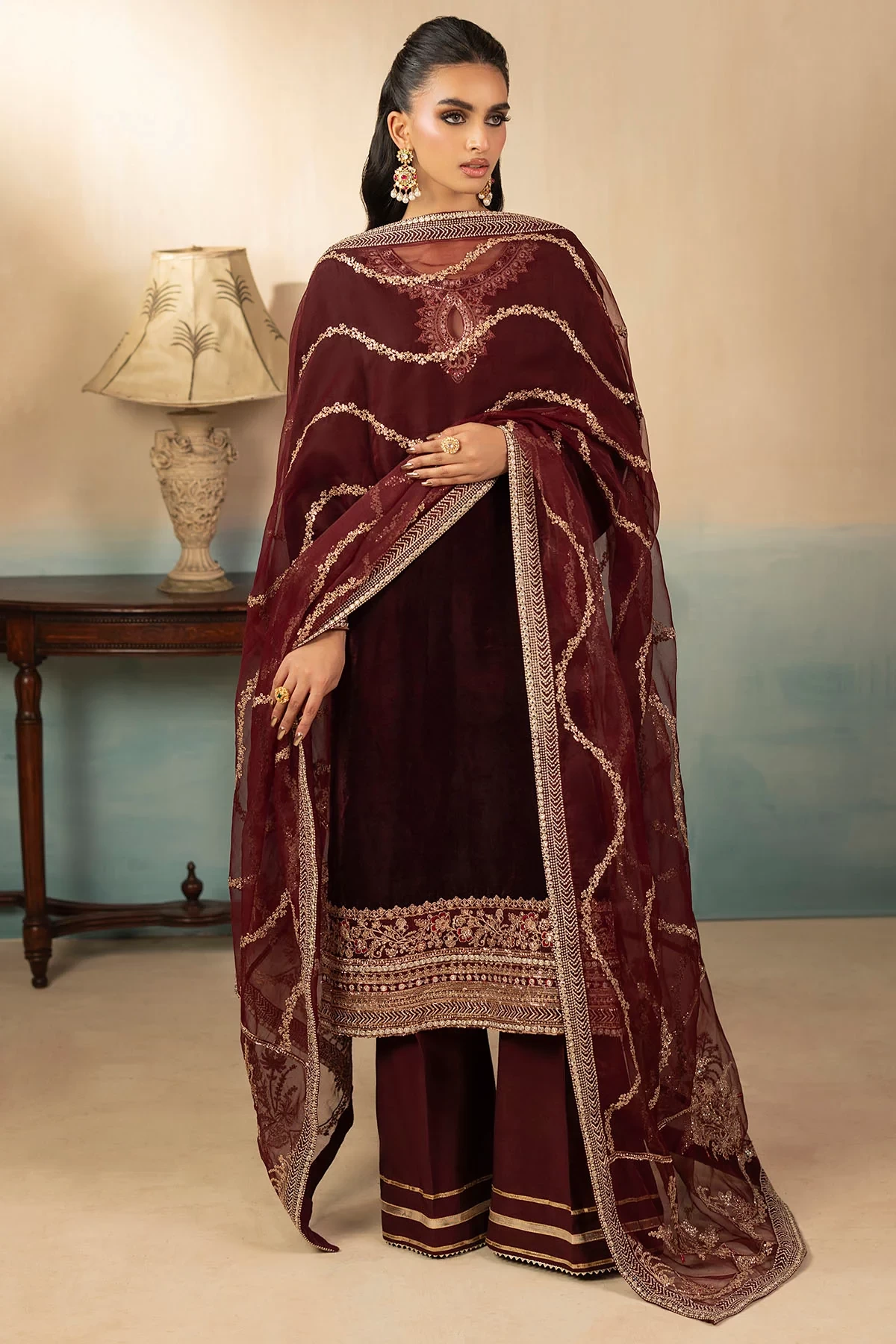 5672-ELSIE EMBROIDERED VELVET - MWU05672-999-ELSIE